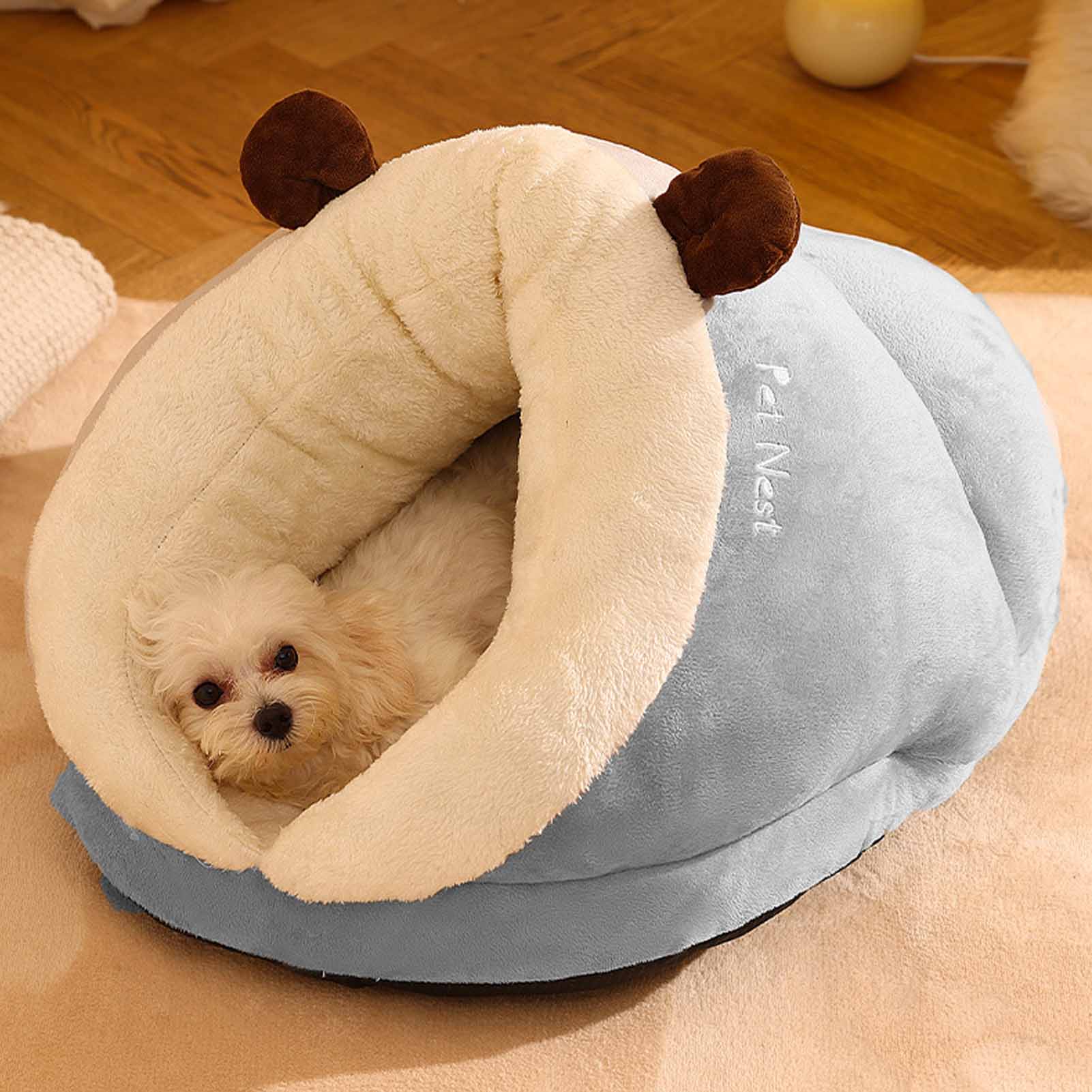 Fluffy Dog Bed Pet Sleeping Cave Skin Friendly Slipper Shape Cat Bed Cave Thickened for Home