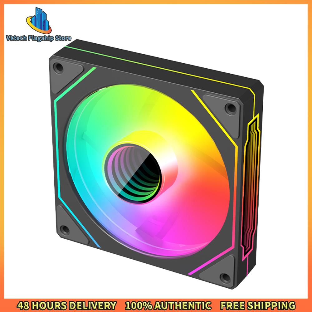 Vktech พัดลมระบายความร้อนเงียบ 12 ซม ARGB 5V 3Pin PWM พร้อมไฟ RGB และอินฟินิตี้มิร์เรอร์ สำหรับเคสคอมพิวเตอร์ ราคา 149 บาท*ส่งฟรี