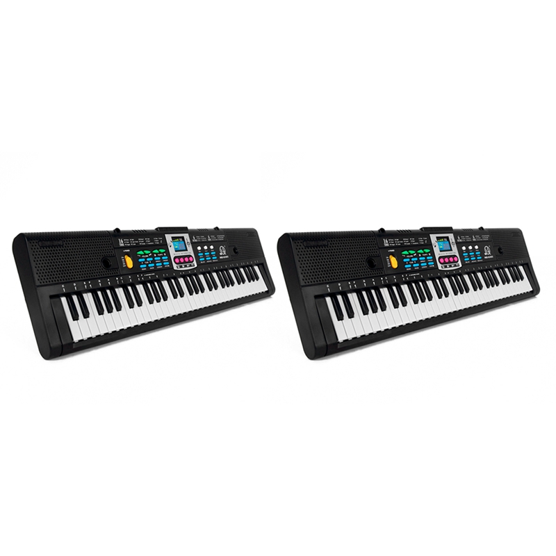 (RDBO) 2X 61 Keys Electronic Piano Digital Music Electronic Keyboard Musical Instrument with Microphone