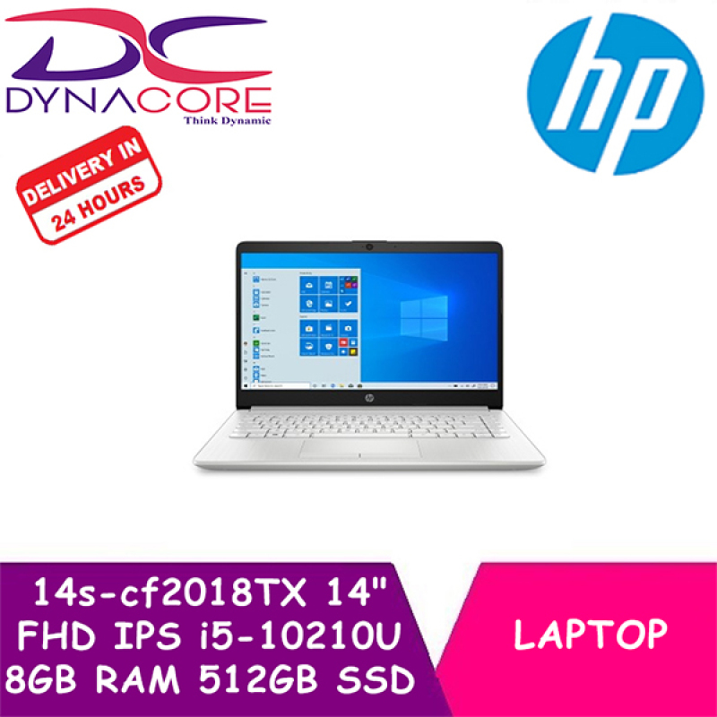 ** Delivery in 24 Hours - DYNACORE - HP Laptop / Notebook 14s-cf2018TX 14 Inch FHD IPS | i5-10210U | 8GB DDR4 RAM | 512GB PCIe SSD | AMD R530 2GB | Win10 | 1Year HP Onsite Warranty