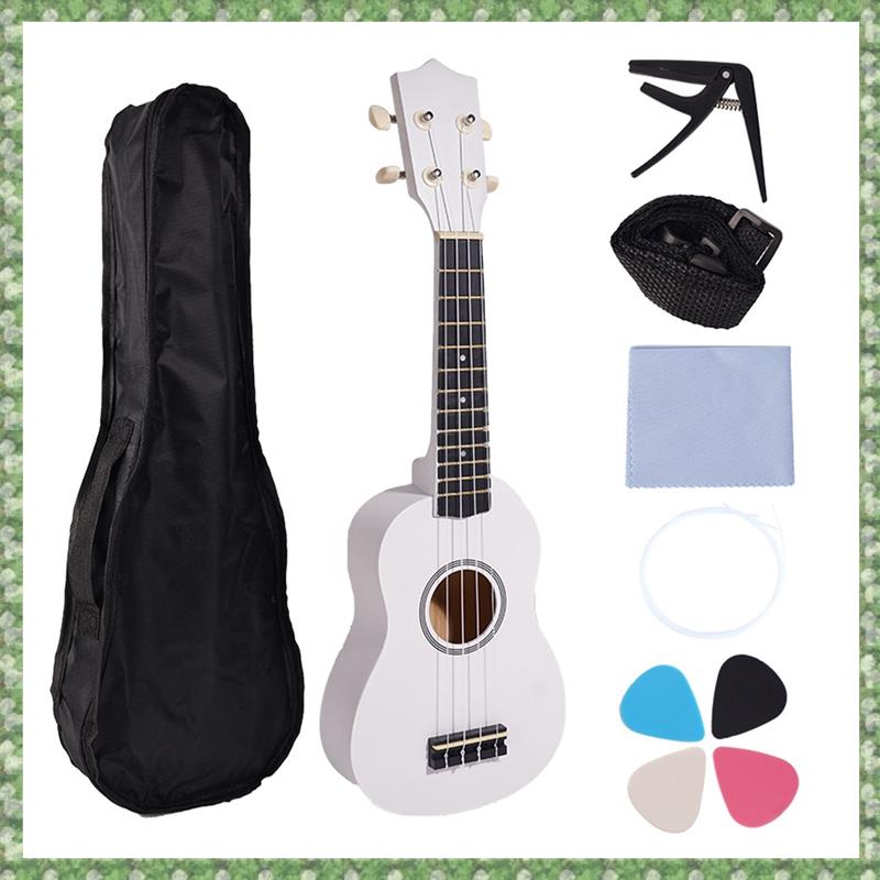21 Inch Ukulele Set for Beginners 4-String Small Guitar Basswood Ukulele with Carry Bag Clip and 4 Picks
