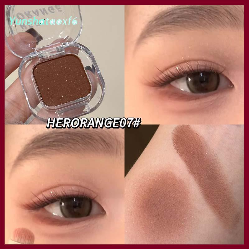 yunshataoxf Herorange đơn sắc Eyeshadow Palette Matte Eye Shadow Smoky ngọc trai long lanh Trái Đất thấp bão hòa Matte Eye Shadow trang điểm - 4