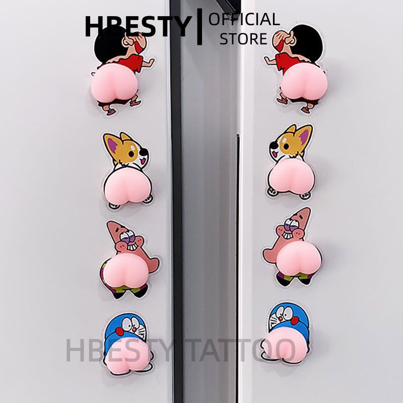 HBESTY Silicone anti-collision cute cartoon soft ass refrigerator sticker crayon small new anti-collision pad household decorative ass sticker door
