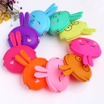 NALLCHEER dễ thương ví tiền xu nhỏ thỏ silicon ví đựng tiền xu phim hoạt hình Clip Túi ví cầm tay cáp tai nghe ví tiền lẻ trẻ em