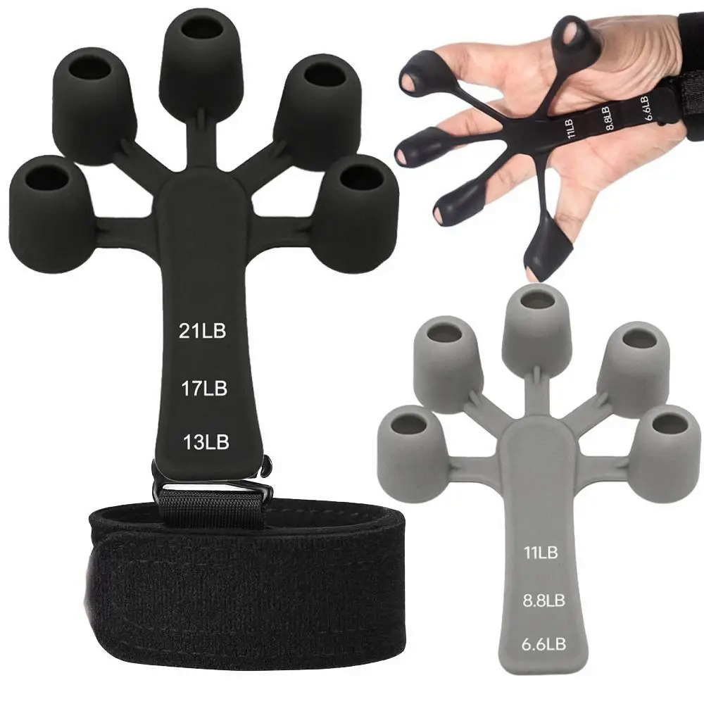 Ngón tay Gripper tay strengthener Guitar ngón tay uốn mở rộng đào tạo 6 cấp độ kháng ngón tay Exerciser công cụ phục hồi