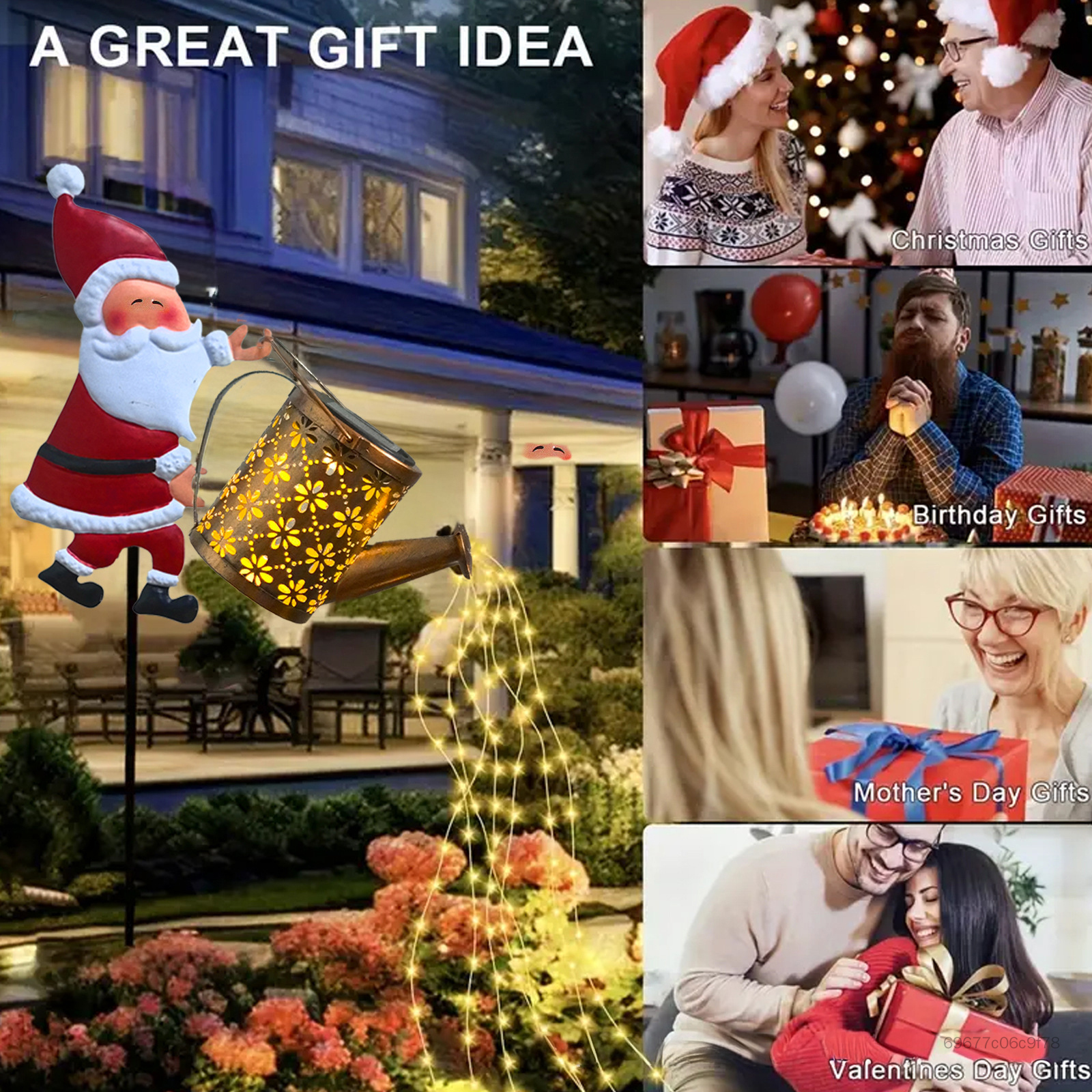 ไฟพลังงานแสงอาทิตย์พร้อมโคมไฟซานต้ารุ่นโลหะแขวนตกแต่งกลางแจ้งโคมไฟสวนคริสต์มาสสำหรับระเบียงลานวันหยุด LA3PF-LUX-TH ราคา 416 บาท*ส่งฟรี