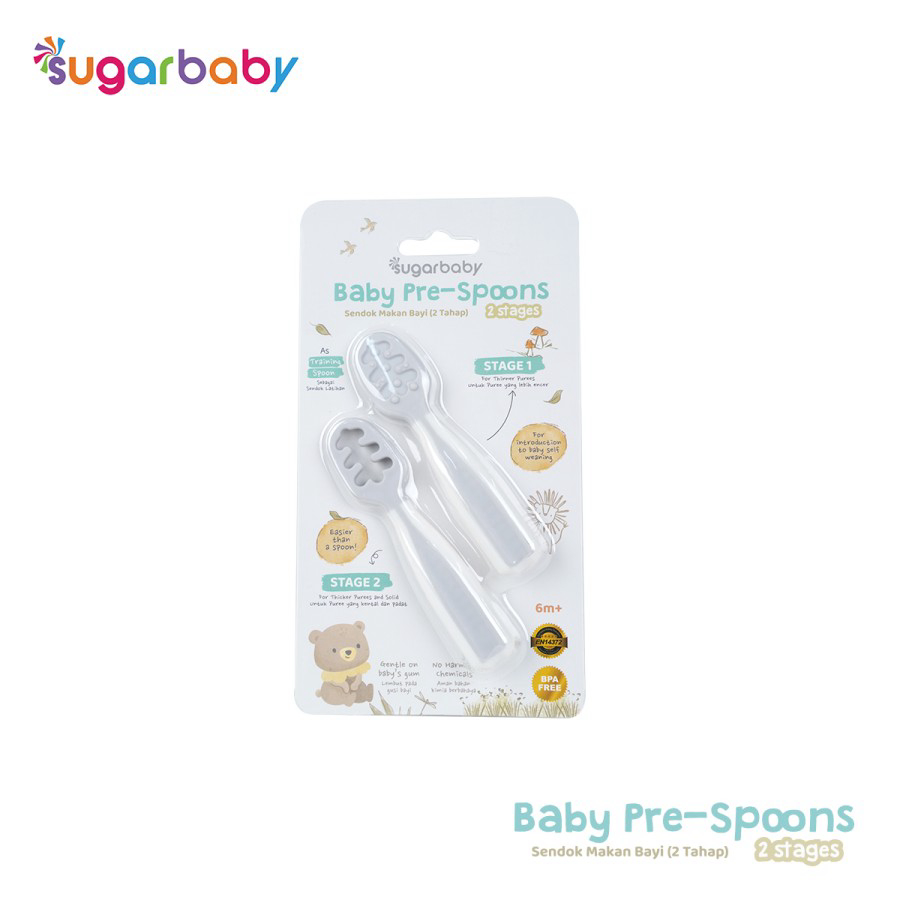 Sugarbaby Pre Spoon 2 Stages BPA Free – Sendok Belajar Bayi Training Spoon Aman - Lavie Baby House
