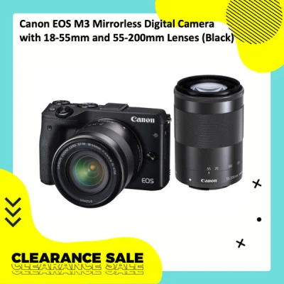 (Clearance Sales) Canon EOS M3 Mirrorless Digital Camera with 18-55mm and 55-200mm Lenses (Black)