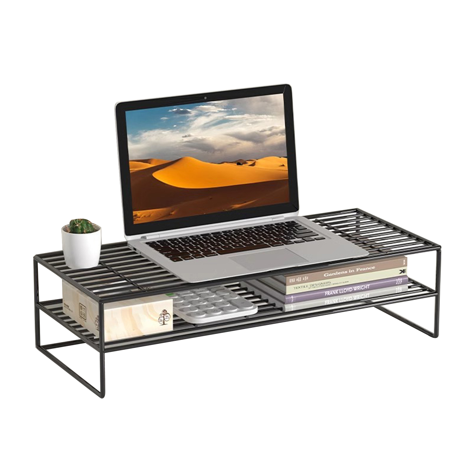 LM Computer Elevated Rack Double-layer Monitor Stand Double-layer Ventilated Laptop Stand for Office Desk Storage High Stability Monitor Stand Organizer ราคา 500 บาท*ส่งฟรี