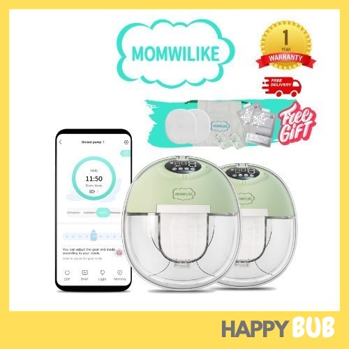 MOMWILIKE G2 Wearable Breast Pump with Dust Cover (24mm flange 17 19 21mm Insert 6oz cup) TUYA App Control