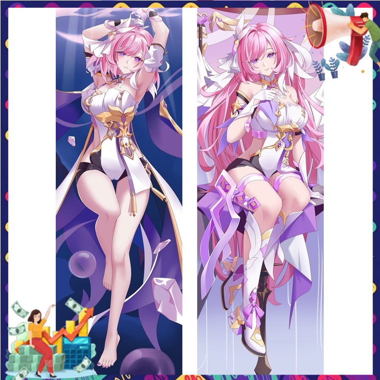 Anime Honkai Impact 3 Elysia Dakimakura Waifu Trang trí Gối Trường hợp Gối hai mặt In Gối Trường hợp