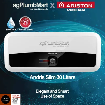 Ariston x sgPlumbMart SL30 Andris Slim 30 liters Electric Storage Water Heater Ariston Heater Slim2