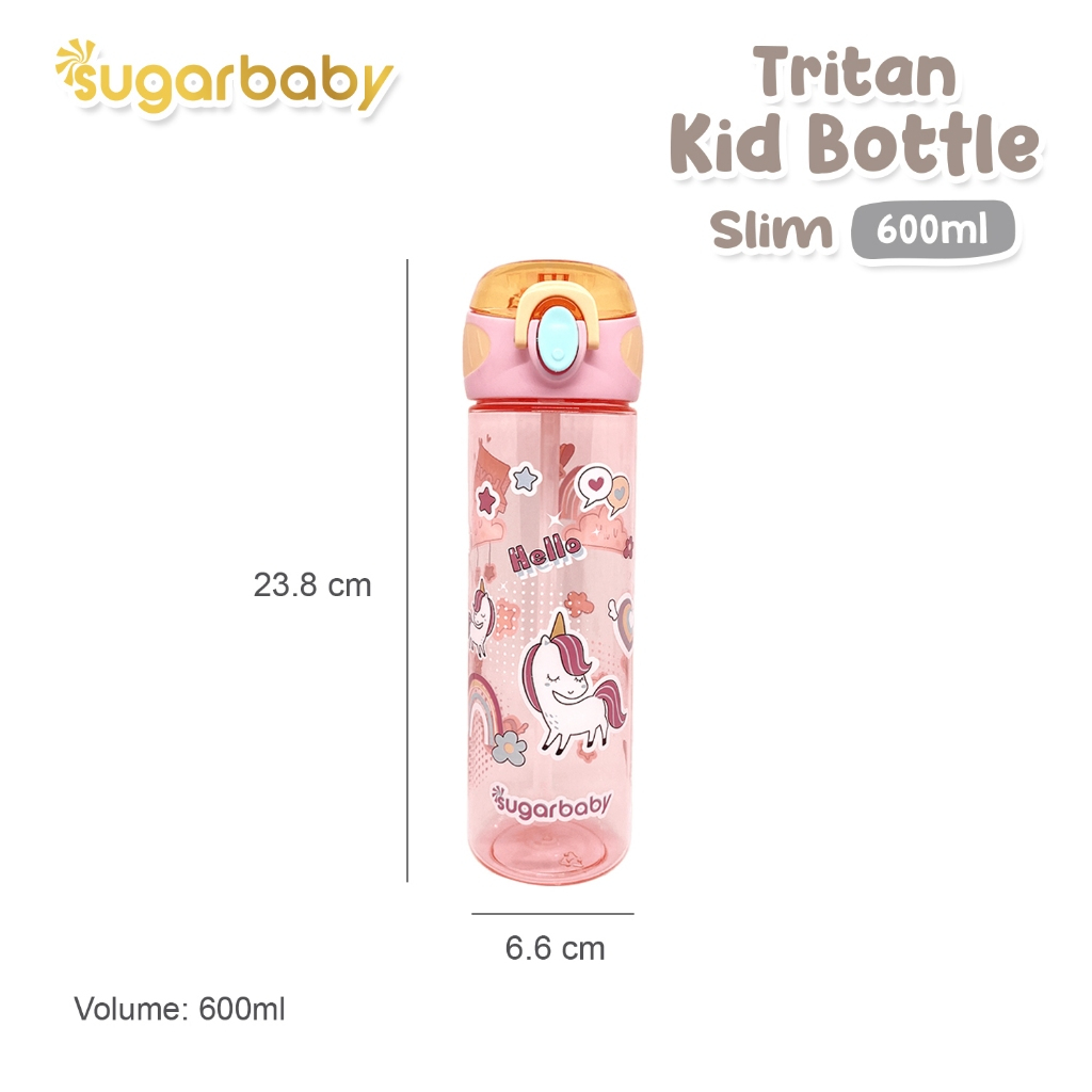 SugarBaby Tritan KIDS bottle slim 600ml botol anak bayi dengan tali panjang gratis brush
