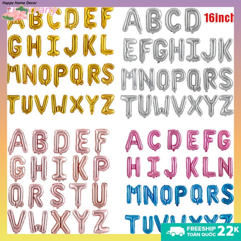 ⚡⚡16 inch chữ bạc bóng vàng (A-S) Bóng bay tráng kim loại trang trí tiệc chúc mừng năm mới chủ đề sinh nhật trang trí đám cưới Lễ tắm trẻ nhu cầu tiệc