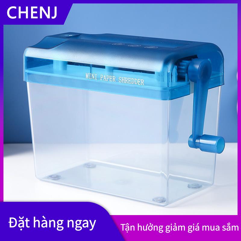 CHENJ YADUN Xách tay mini của nhãn hiệu giấy Shredder Hand Crank rõ ràng chất thải bin an toàn hoạt động cho nhà sinh viên ký túc xá văn phòng nơi làm việc sử dụng