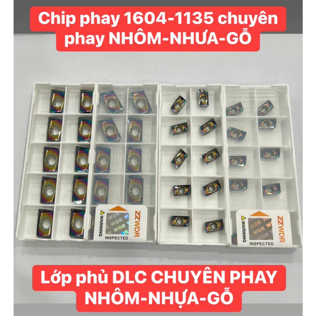Chip 1604 và 1135 có lớp phủ DLC chuyên phay Nhôm nhựa gỗ ngon