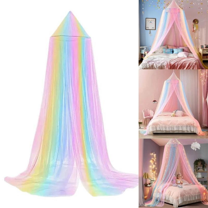 Đầy Màu sắc Dome Fly Net cho giường cũi cho trẻ sơ sinh sử dụng ngoài trời trong nhà cầu vồng màn trùm giường độc đáo Vườn Ươm phụ kiện