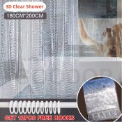 EVA Cobblestone Mosaic Waterproof Shower Curtain with Hooks