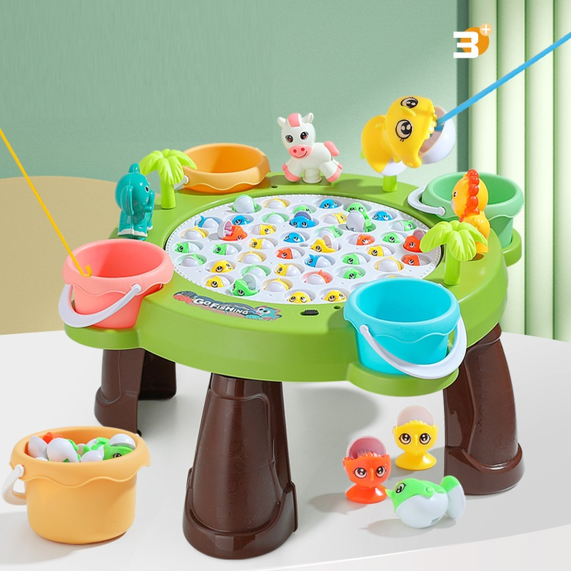 Đồ chơi câu cá điện trẻ em 45 con cá, 4 cần câu nam châm có chân đế cỡ lớn - Đồ chơi câu cá giáo dục vui nhộn cho bé