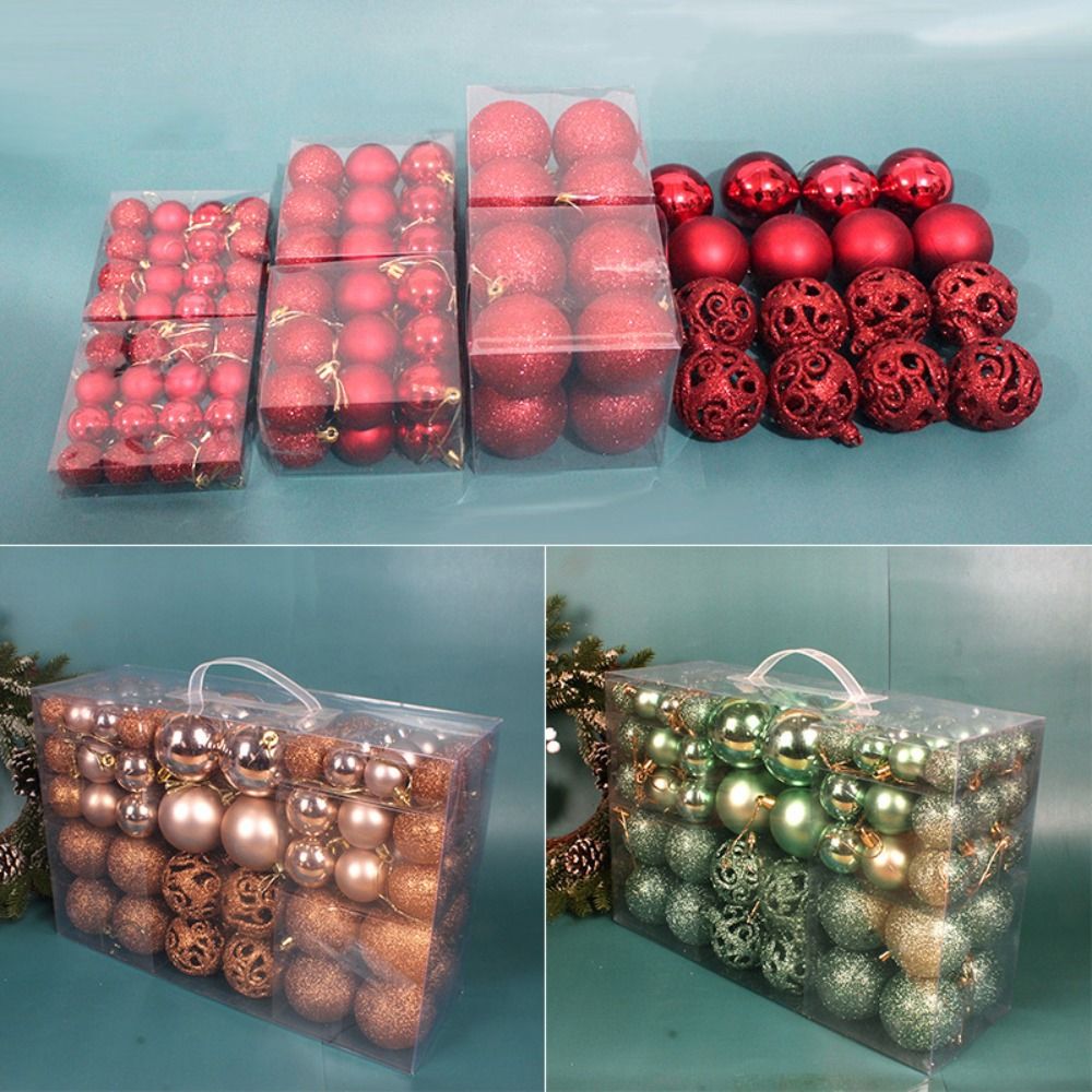 NUCTUR 100PCS 8cm Bộ bóng giáng sinh Có thể treo Nhựa Đồ trang trí Giáng sinh Chất lượng cao 18 màu Bóng trang trí Giáng sinh Tiệc tùng