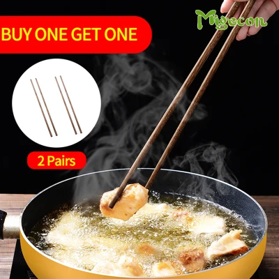Migecon 2Pairs 32cm/42cm Long Chopsticks for Frying Hot Pot Wooden Lengthen Kitchen Tools