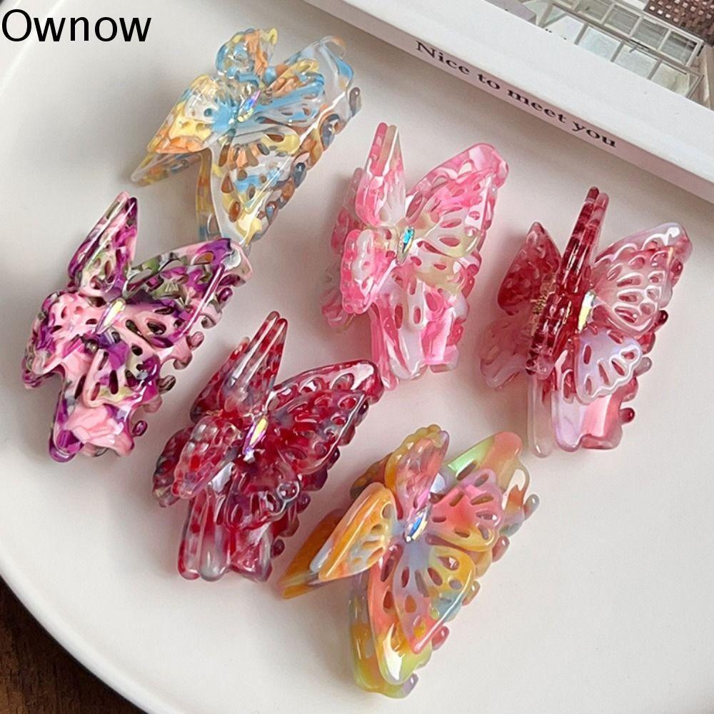 OWNOW Phong cách Pháp Kẹp tóc hình bướm Rỗng Kẹp càng cua Kẹp hình cá mập bướm Thanh lịch Phụ kiện tóc Kẹp tóc Acetate Phụ nữ