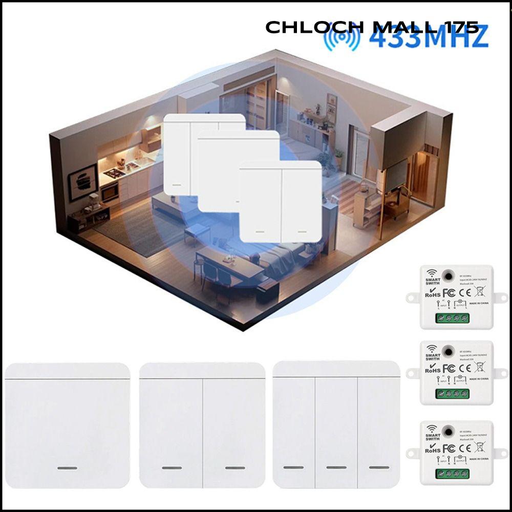 CHLOCH 175 1/2/3 กลุ่ม รีโมทคอนโทรลไร้สาย ปุ่มกด 433 เมกะเฮิรตซ์ สวิตช์ไร้สาย ติดตั้งง่าย แผงผนัง สวิตช์อัจฉริยะ การควบคุมหลอดไฟ ราคา 170 บาท*ส่งฟรี