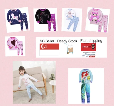 SG Seller / Sleepwear/ kids Pyjamas set / children pyjamas set / Pajamas / Girls sleepwear / Toddler/ 100% cotton/ fast Shipping
