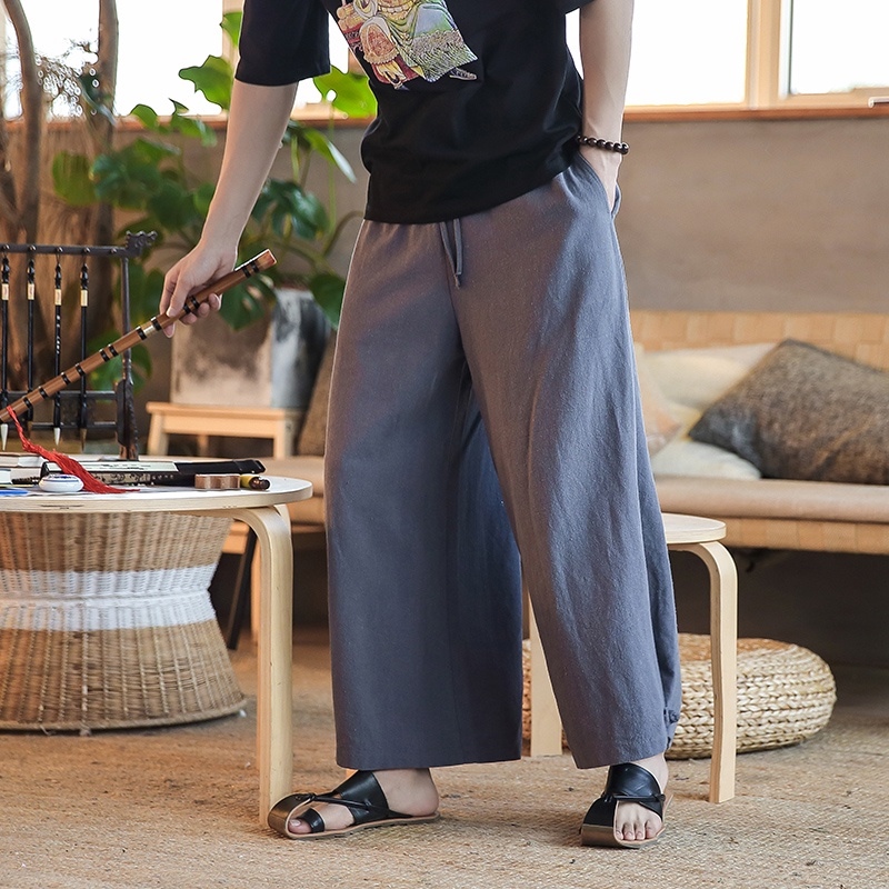 Neo Japan Samurai Hakama Style Pinstripe Skirt Pants (Navy) – Dynasty  Clothing