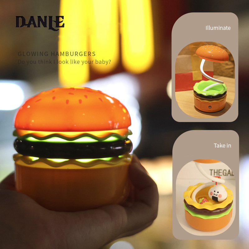 JIASHI Đèn ban đêm hamburger gọt bút chì đèn ban đêm đèn ngủ LED để lưu trữ Đèn bàn tâm trạng