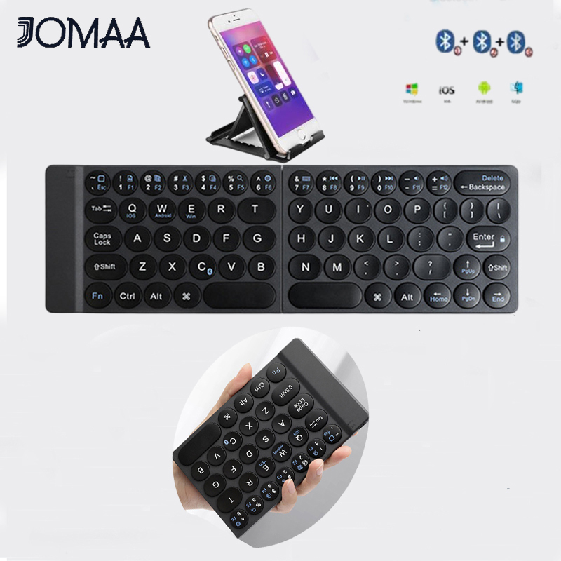 Jomaa Bàn phím Bluetooth có thể gập lại tương thích với iPad,Android và Windows Bàn phím đa thiết bị có chân đế và vỏ