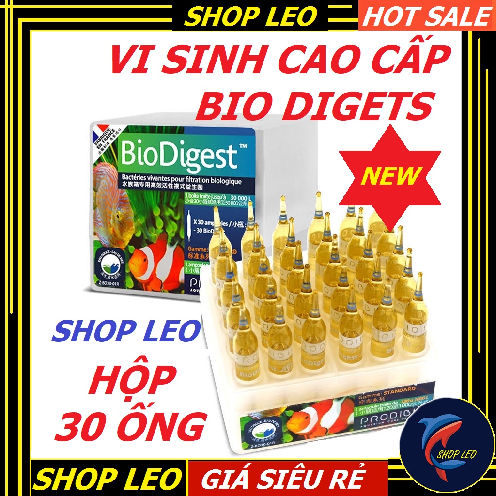 Vi sinh cao cấp cho hồ cá BioDigest (Hộp 30 ống) - Khởi tạo hệ vi sinh cho bể cá thuỷ sinh, hồ cá bi