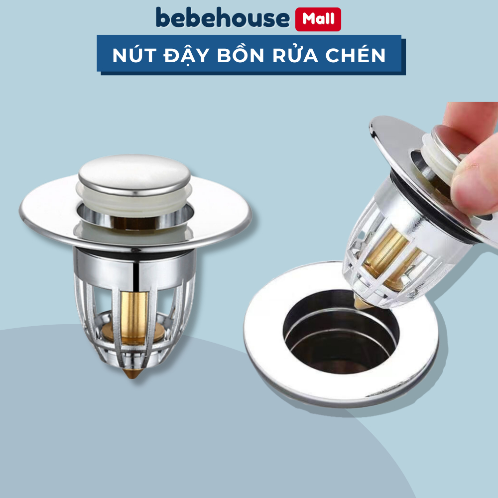 Nút Chặn Thoát Nước Nhấn Xả Lõi Đồng Cho Lavabo, Ngăn Mùi, Lọc Rác Bồn Rửa Mặt BT022 (3,4 đến 4 cm) BEBEHOUSE