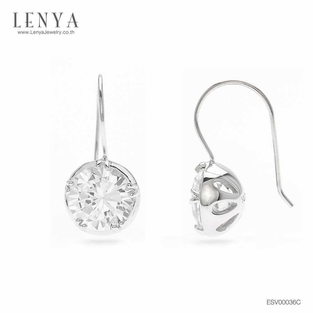 LENYA ต่างหู CZ DiamondLike สวยหรู เรียบง่าย ขนาด10 มิล ตัวเรือนเงินแท้925 ชุบทองคำขาว ราคา 3,500 บาท*ส่งฟรี
