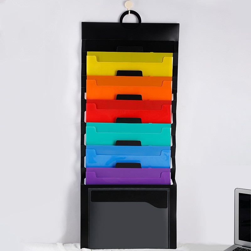 [Fast Shipping] Hanging Wall File Organizer 6 Pockets Rainbow File Storage Bag for School Office