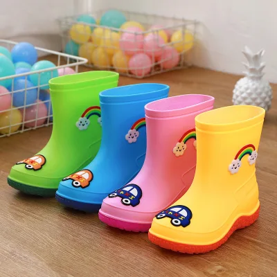 WANNA Waterproof Child Cartoon Rubber Infant Baby Rain Boots Kids Children Rain Shoes Baby Boots