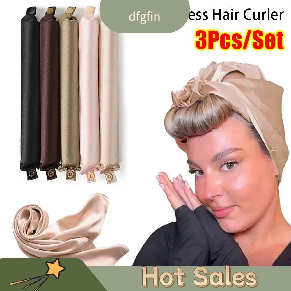 DFGFIN 3Pcs Satin Máy uốn tóc không  Lọn tóc lười Không  Thanh uốn  Mềm Cuộn tóc Dụng cụ tạo kiểu