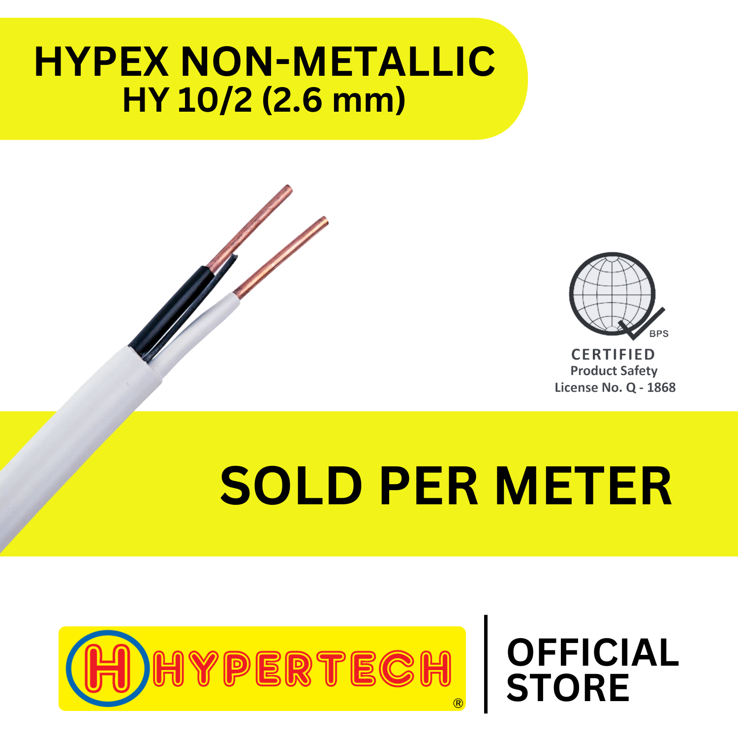 Hypertech Hypex # 10/2 - Per Meter - NM Wire - Pure Copper Electrical Wire - Proudly Philippine Made