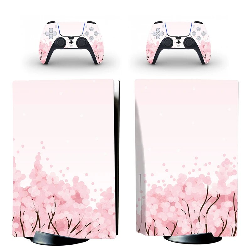 【Booming】 Romantic Sakura Ps5 Disk Edition Skin Sticker Decal Cover For 5 Console And Controllers Ps5 Skin Sticker Vinyl