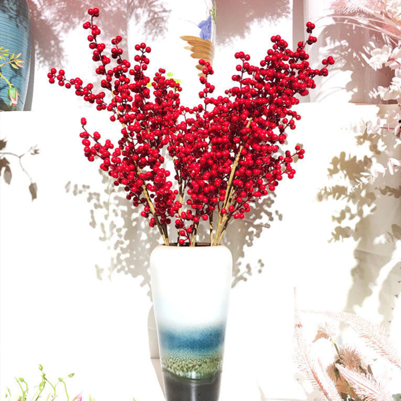 Bommss New 20 chiếc Berry Berry Red Berry Berry Picks Home Holiday Home