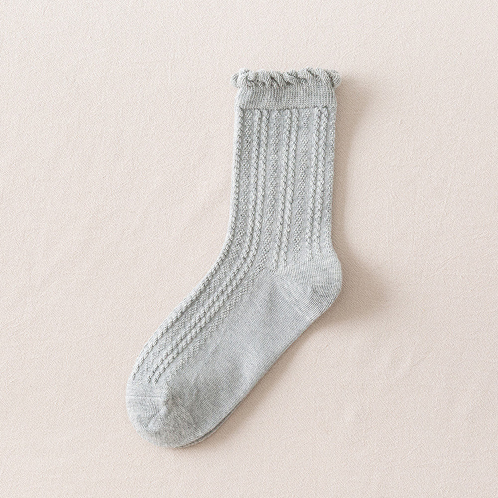 Jubeng mới dễ thương thoáng khí giản dị mùa đông Ruffle ren bên bông vớ phụ nữ vớ Hàng dệt kim