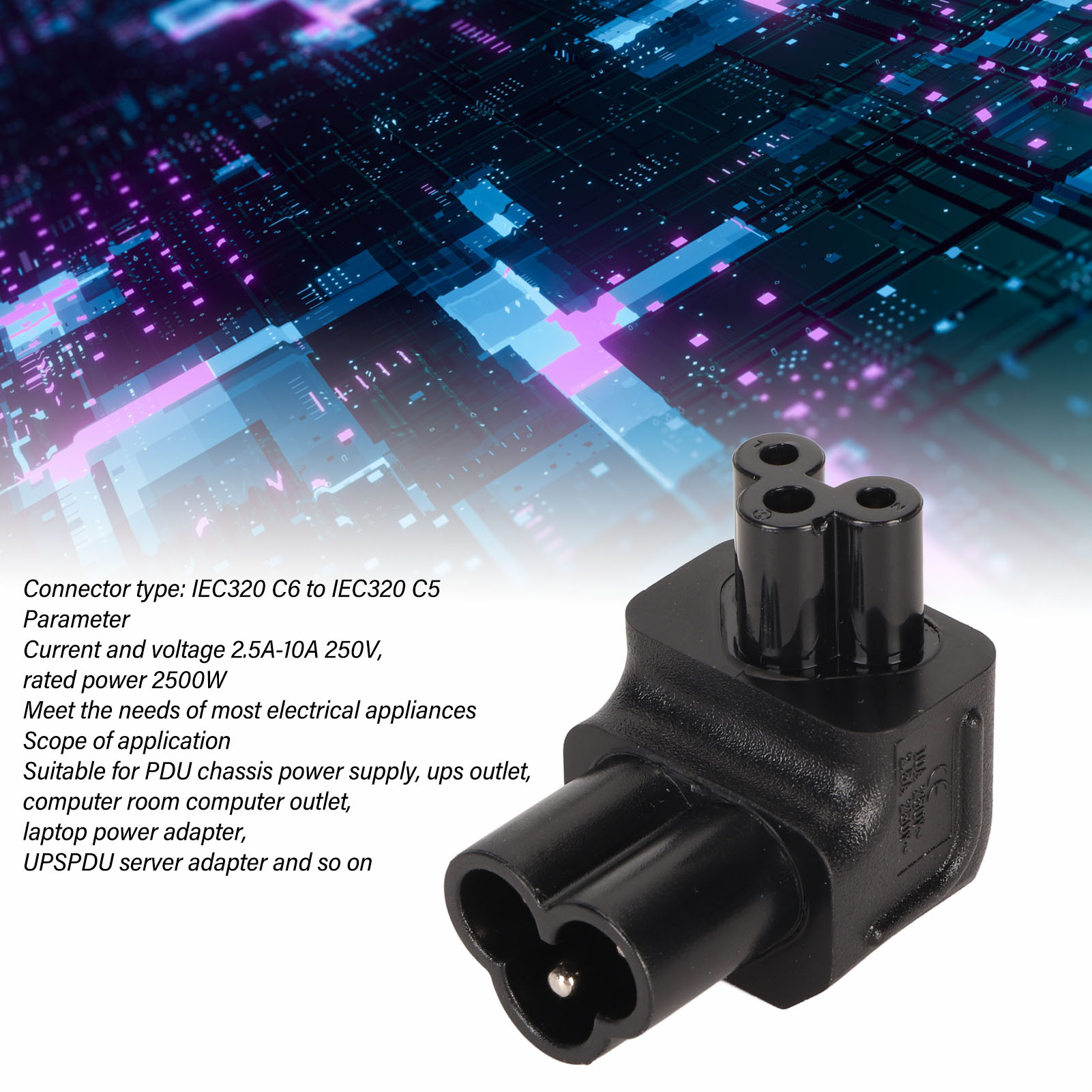 IEC320 C6 để C5 Bộ chuyển đổi điện an toàn bộ chuyển đổi điện gia cố nhiệt chống cháy 2.5A-10A 250V góc phải plug and play cho các thiết bị ngoại vi
