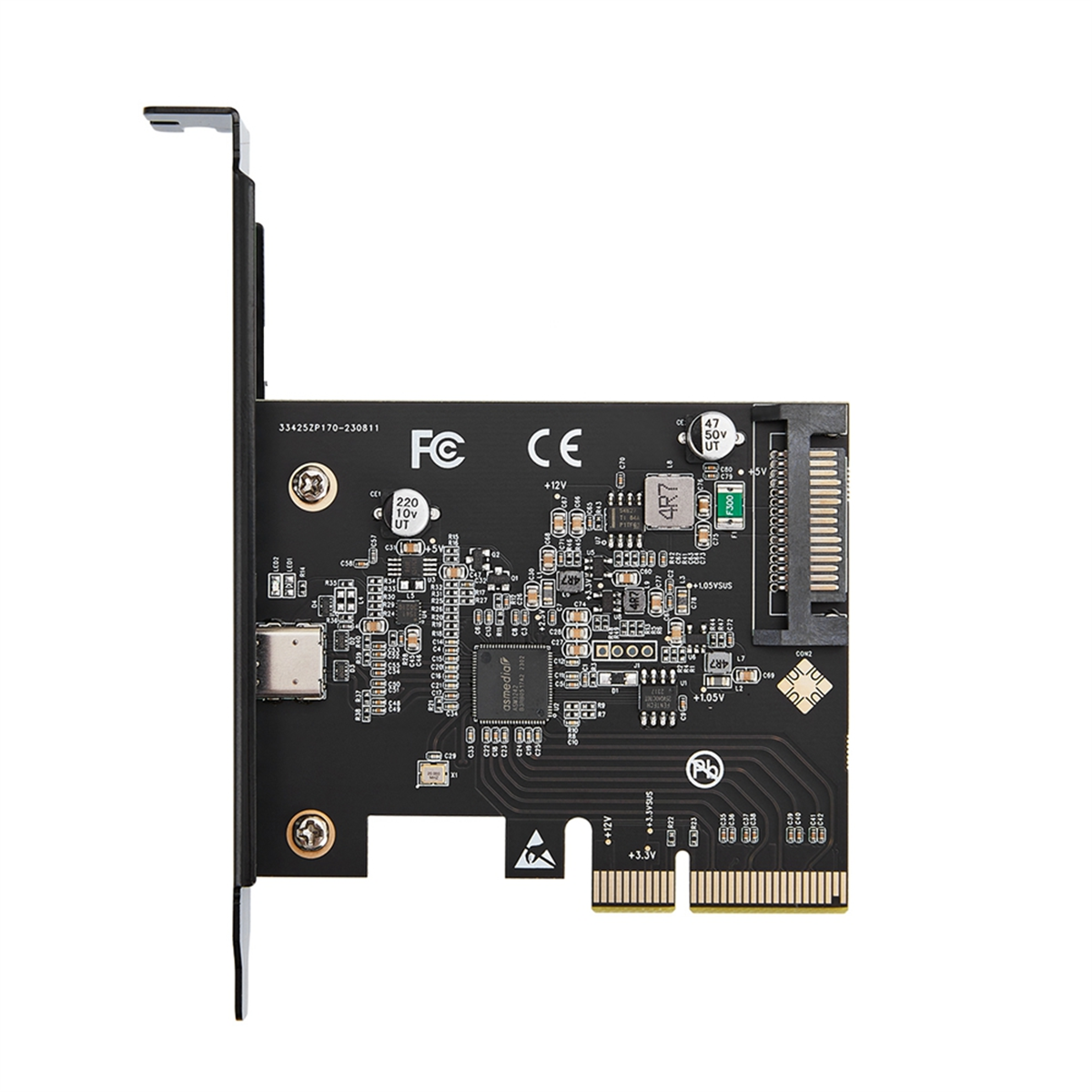 (SONM) Type-C Expansion Card 3.2 Gen 2x2 PCI-E Gen 3 X4 20Gbps ASMedia ASM3242 Chipset with SATA 15 Pin Power