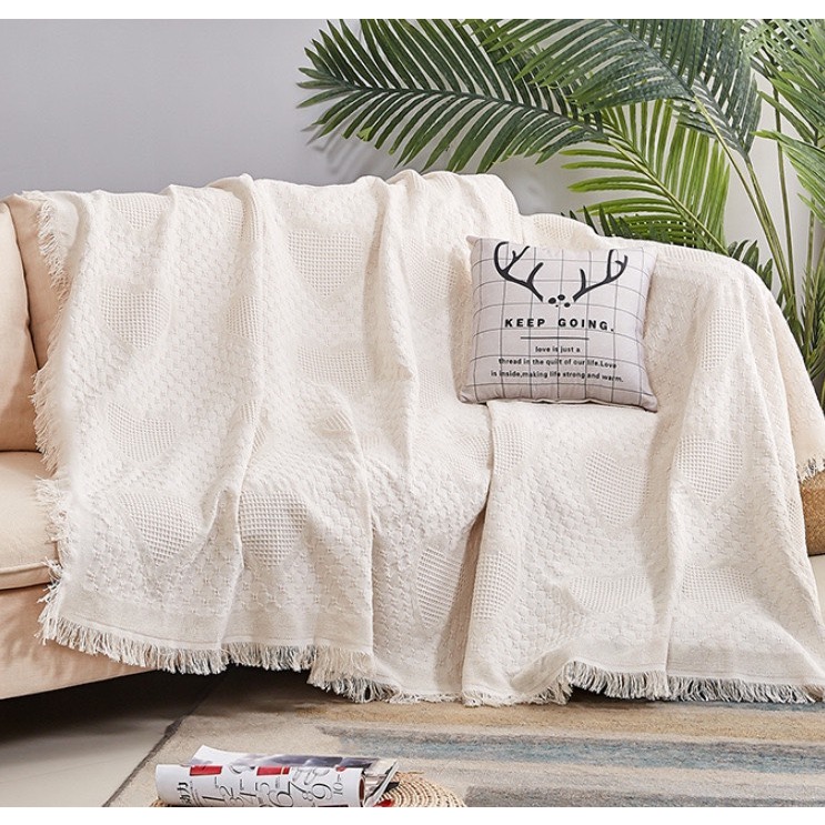 Khăn trải sofa CỠ TO kích thước 180x260cm và 180x340cm chất liệu vải cotton thô phong cách Bắc Âu