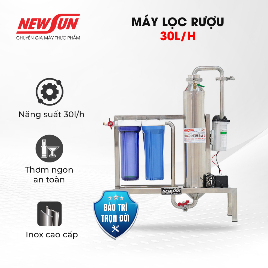 Máy lọc rượu khử độc tố 30l/h NEWSUN - Lọc nhanh thơm ngon - Hàng chính hãng