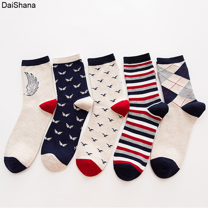 5 cặp người đàn ông vớ mùa xuân & mùa thu cotton thời trang sọc thoáng khí cầu vồng 6 loại người đàn ông của kinh doanh vớ Harajuku vớ