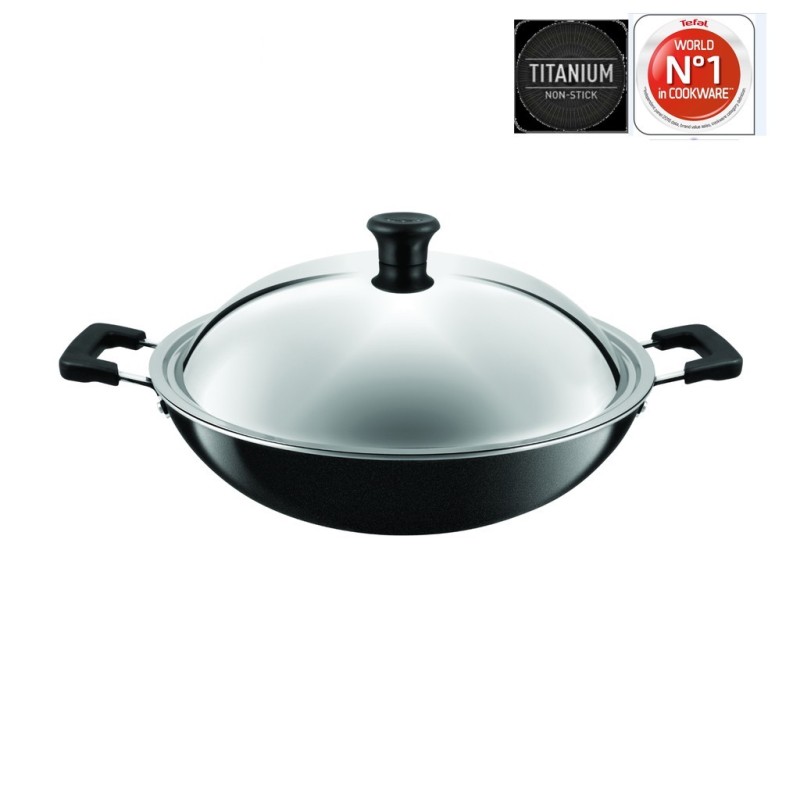 Tefal Cookware Asian Chinese Wok 40cm with Lid C52897 Singapore