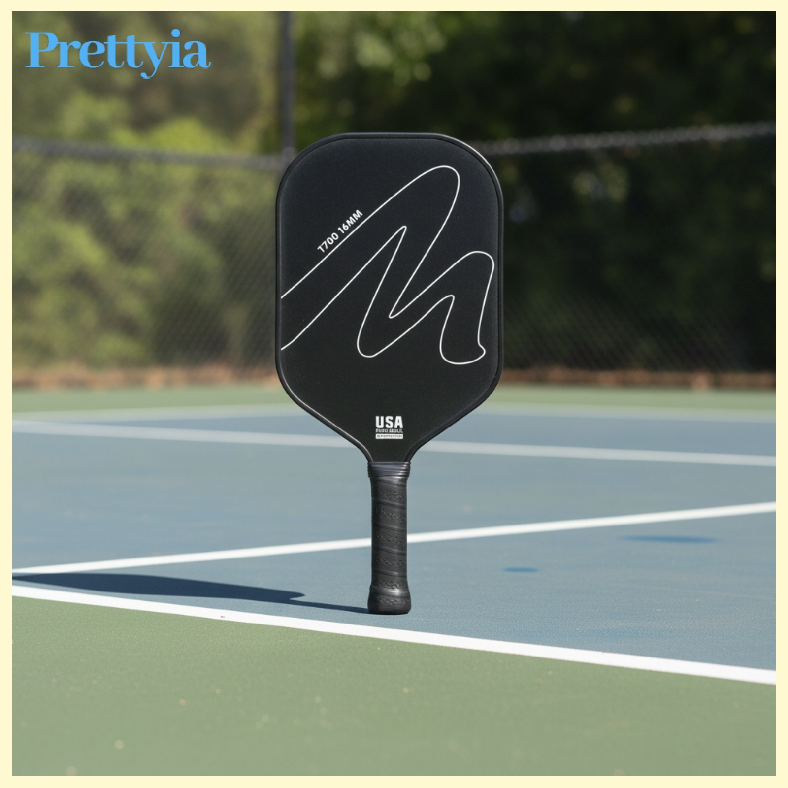 Prettyia 16mm Carbon Fiber Pickleball Paddle Matte Pickleball Paddle with Wrapped Grip Abrasion-Resistant Racket Lightweight for Matches
