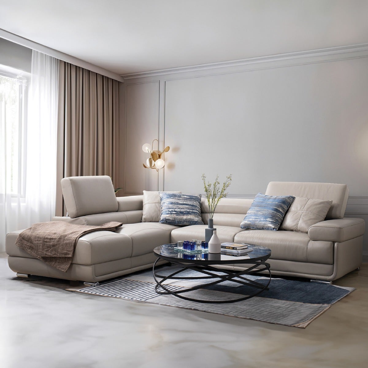 SB Design Square SB DESIGN SQUARE โซฟาเข้ามุมซ้าย รุ่น FIMBER#2 หนังแท้ สีเทา (290x230x70 ซม.) ราคา 58,583 บาท*ส่งฟรี
