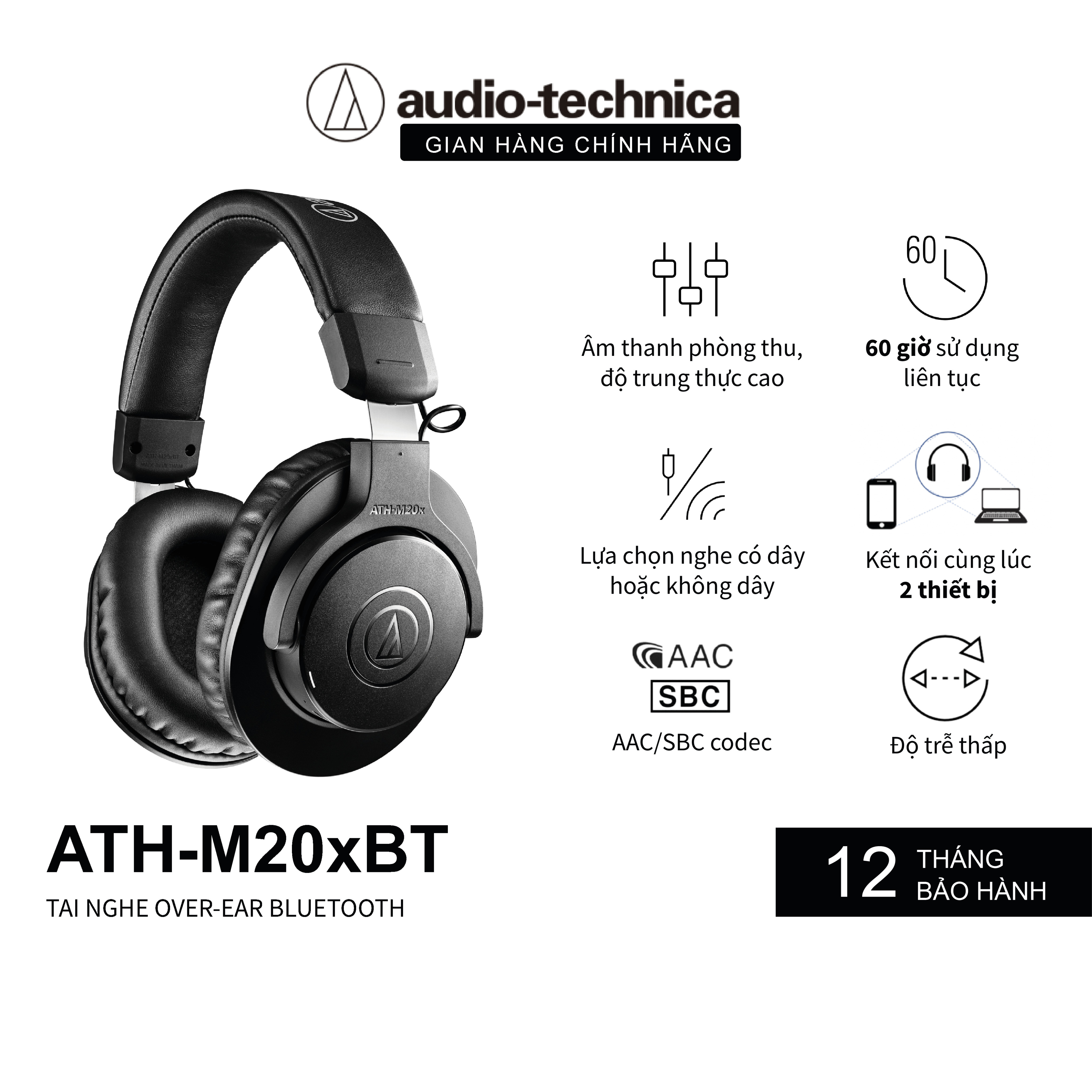 Tai Nghe Over-ear Bluetooth Audio-technica ATH